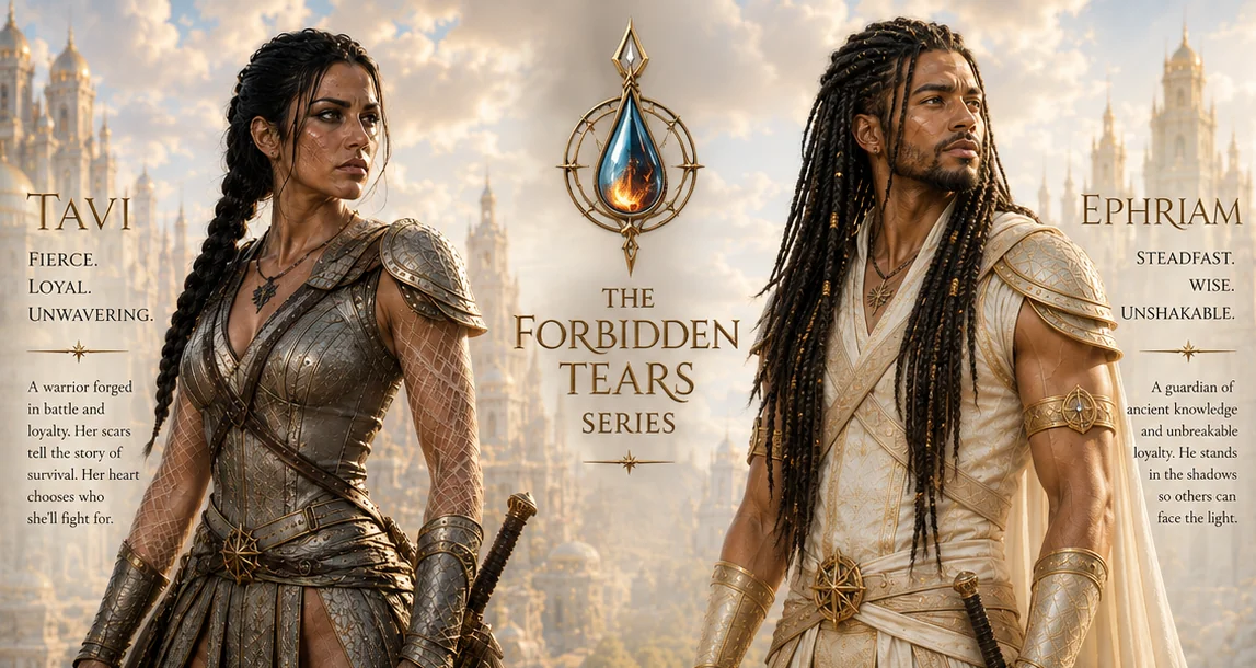 Tavi, fierce, loyal, unwavering, and Ephriam, steadfast, wise, unshakable: celestial warriors of The Forbidden Tears